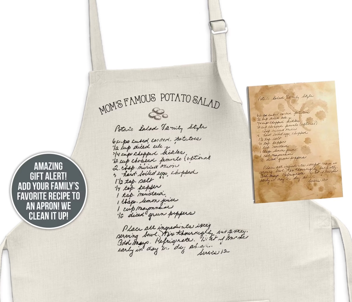 family recipe printed on an apron