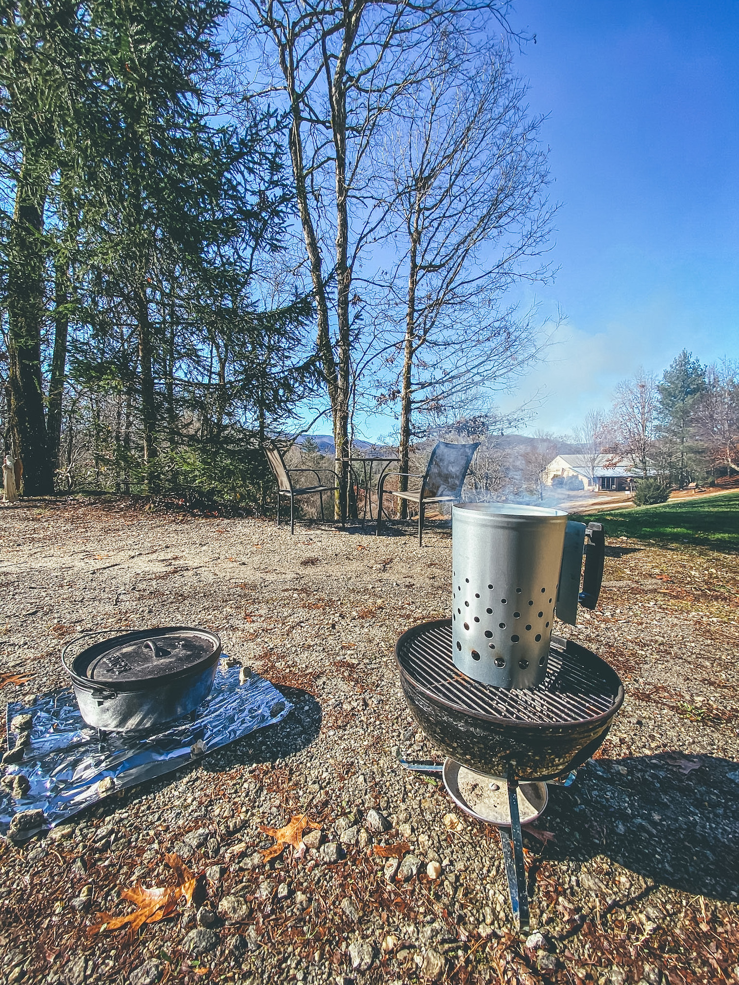 cooking turkey on a dutch oven outdoors